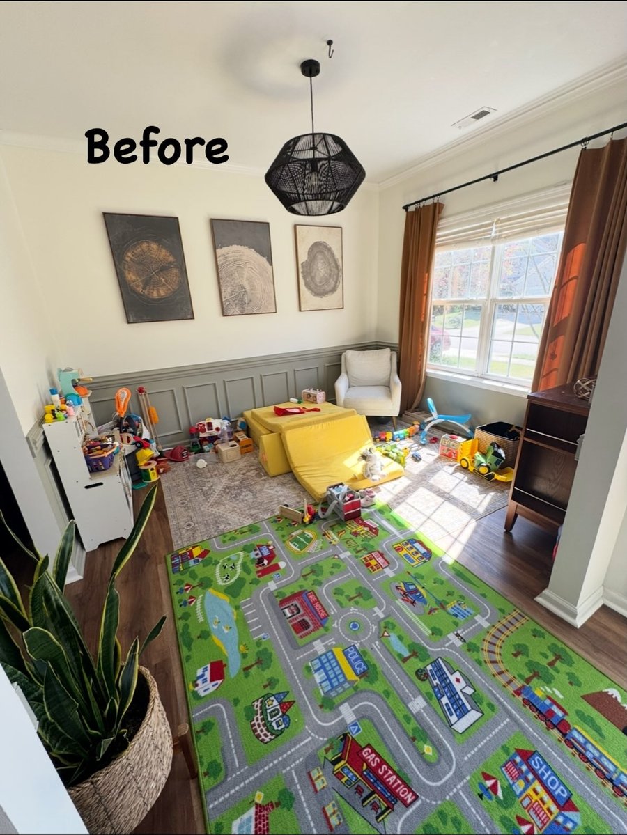 A playroom turned sitting room, before staging